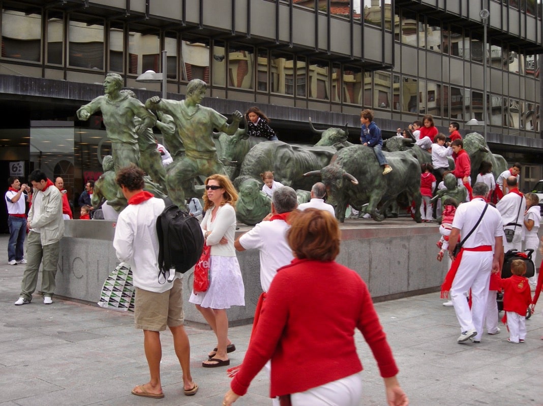 Running of the Bulls Statue Pamplona Spain