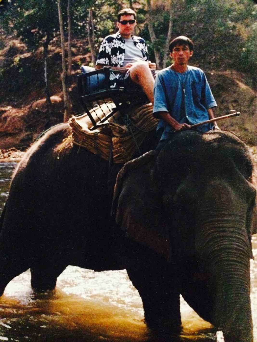 Riding an elephant in Chiang Mai Thailand