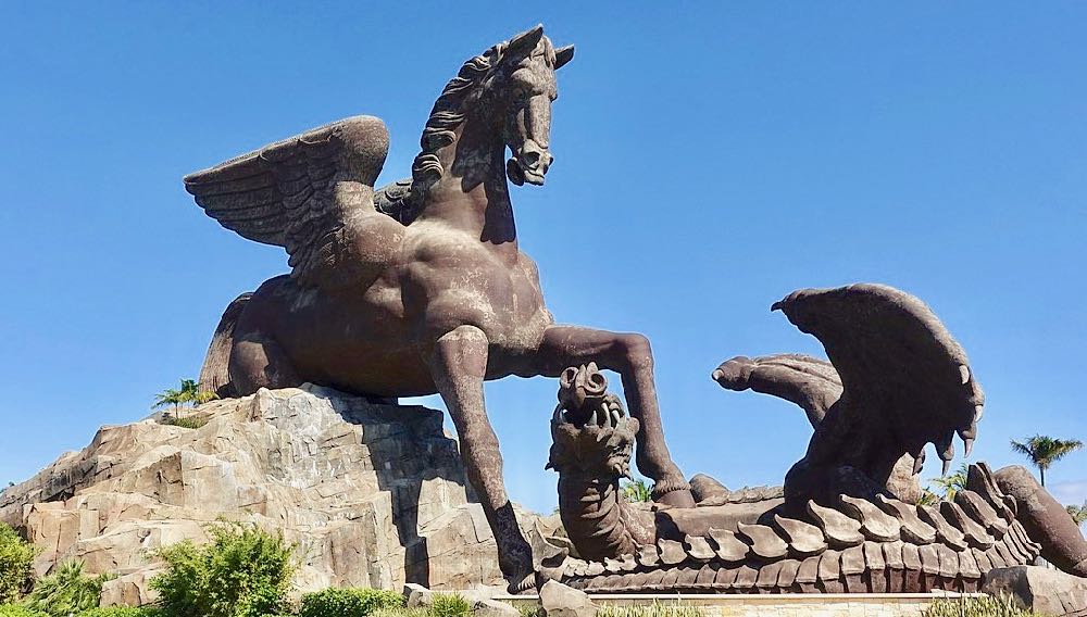 Greek Mythology Statues Pegasus and Dragon