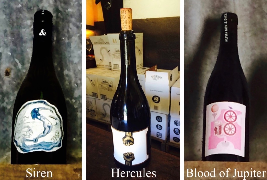 Wines from Alpha Box and Dice Winery Siren Hercules Blood of Jupiter