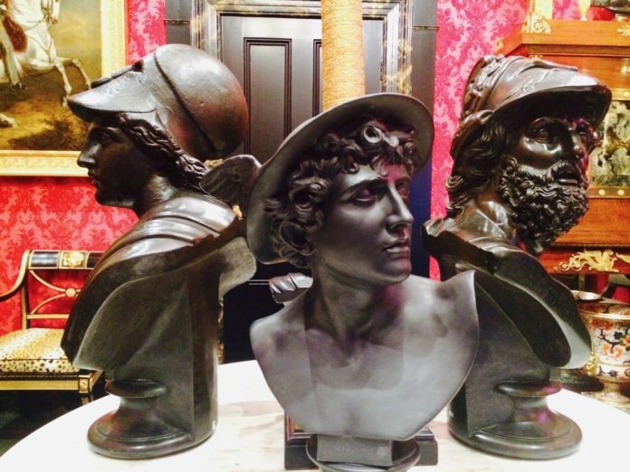 Three busts of Greek Roman Gods in Adelaide Museum Gallery