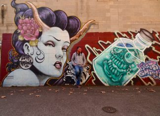 Adelaide CBD street art rear laneway Oxford Hotel