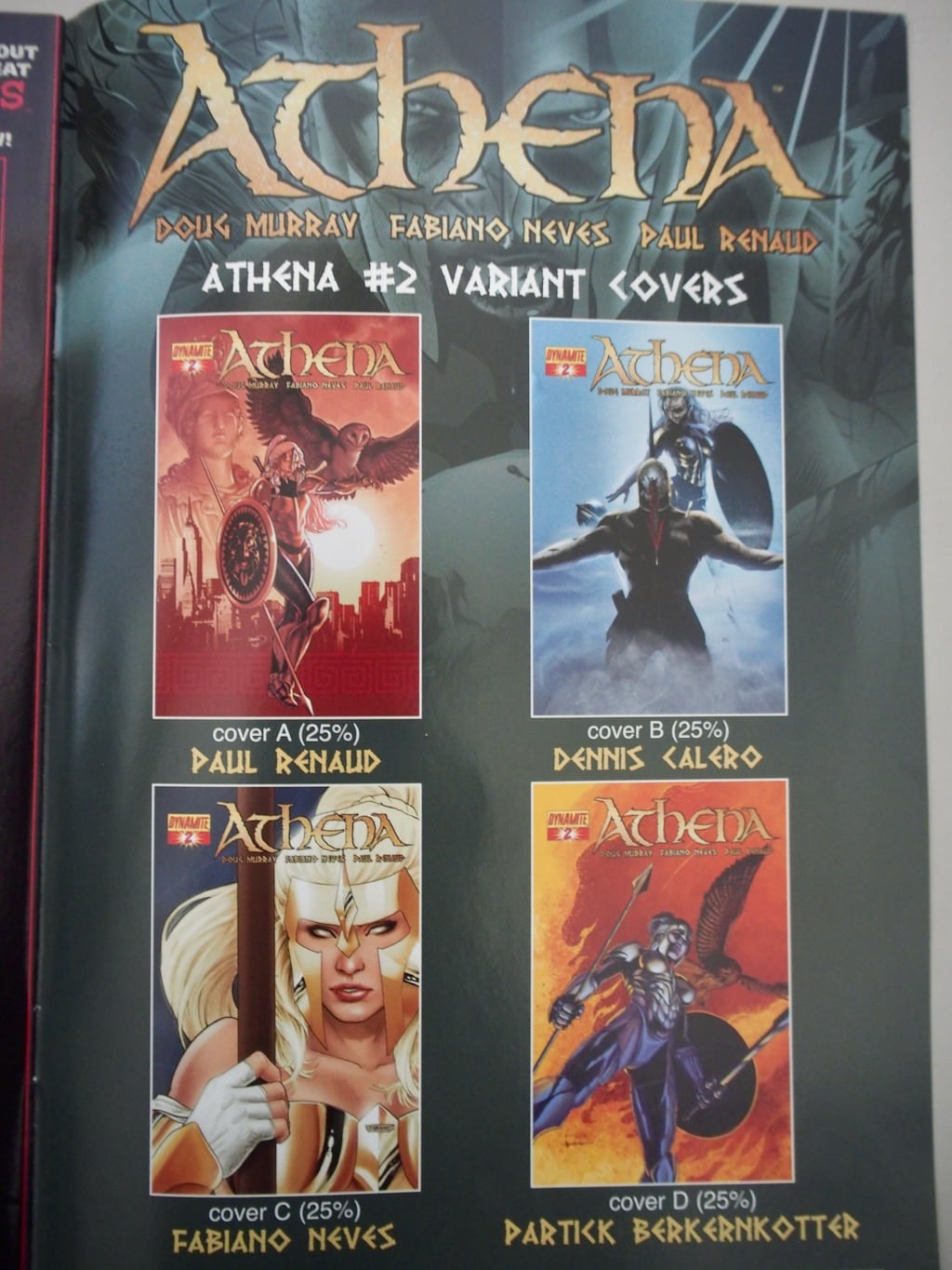 Athena Comic 2 Variant Covers