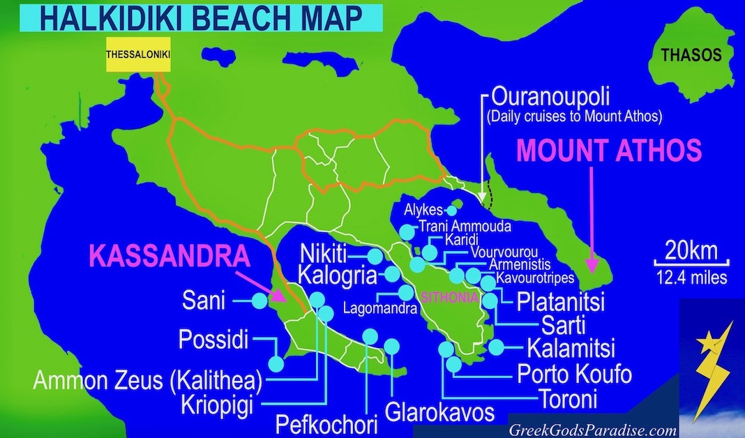 Best Beaches in Halkidiki Map