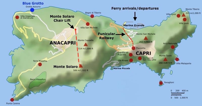 Capri island map