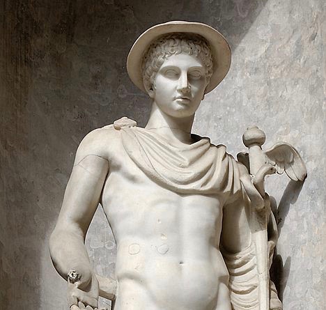 Hermes Mercury carrying the caduceus