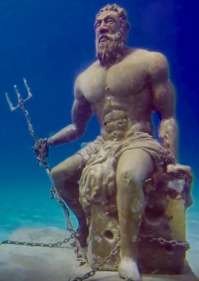 Statue of Greek God Underwater
