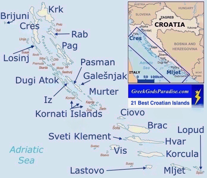 Croatian Islands map Croatia