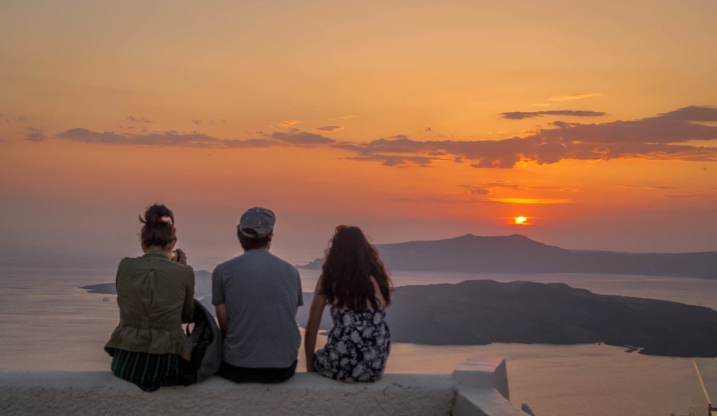 Sunset in Santorini Caldera View