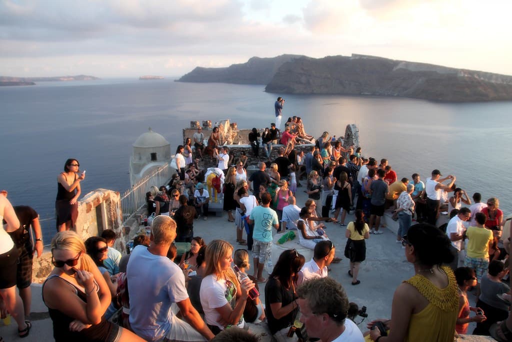 Waiting for the sunset in Santorini