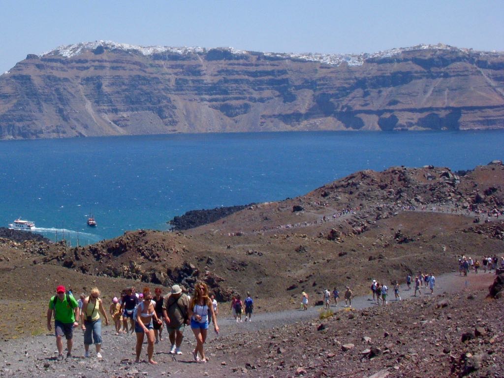 Walking up to the Volcano in Nea Kameni Santorini