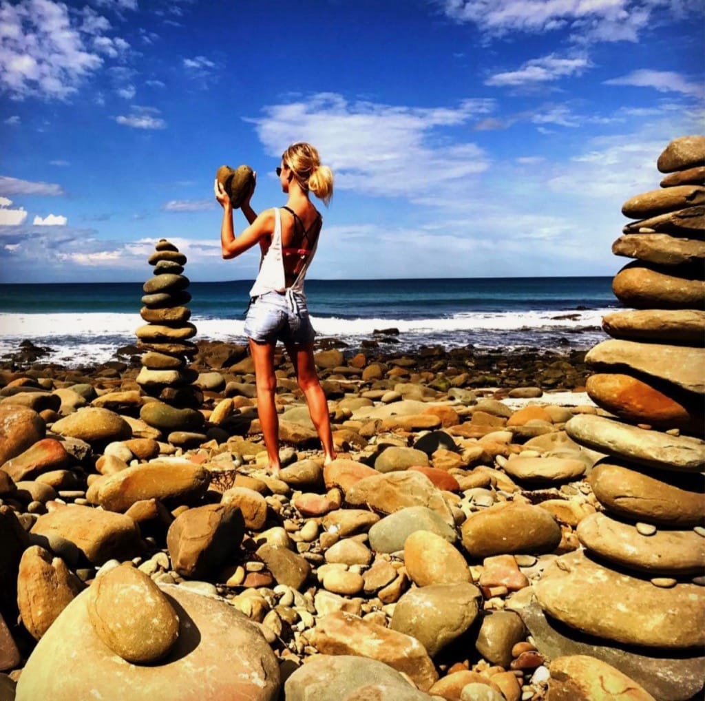 Rock stacking at Carisbrook Creek Great Ocean Road