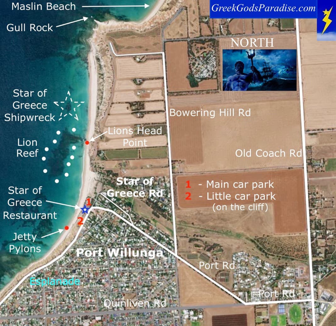 Map Star of Greece Shipwreck Port Willunga Beach