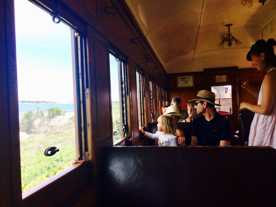 Inside Cockle train on the way to Victor Harbor