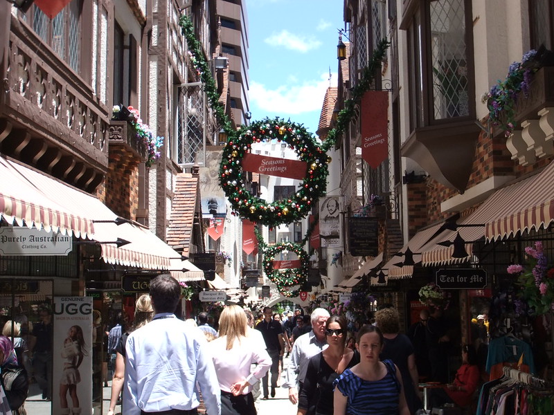 Shoppers in London Court Perth