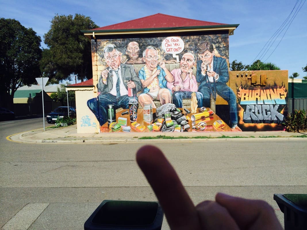 The Burning Rock mural Scott Morrison 13 Ship Street Port Adelaide