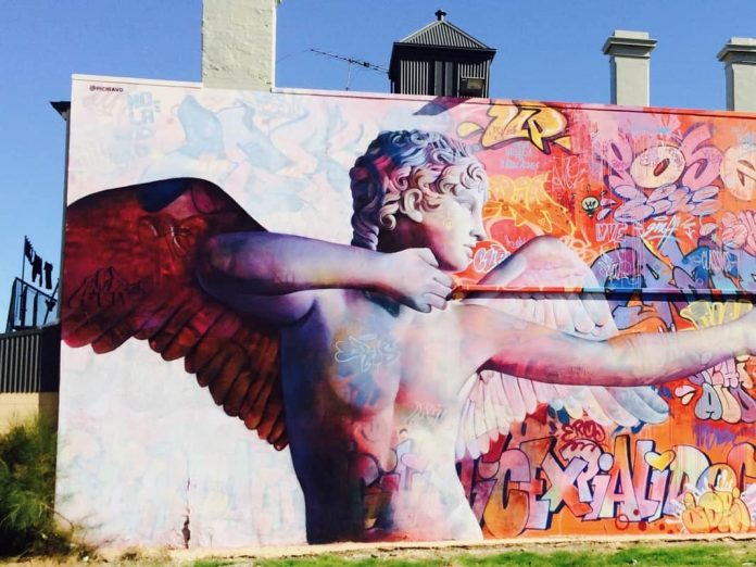 Wonderwall Street Art in Port Adelaide Cupid Mural