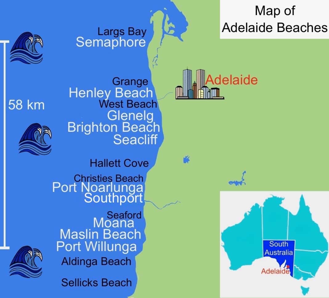 Map of Adelaide Beaches