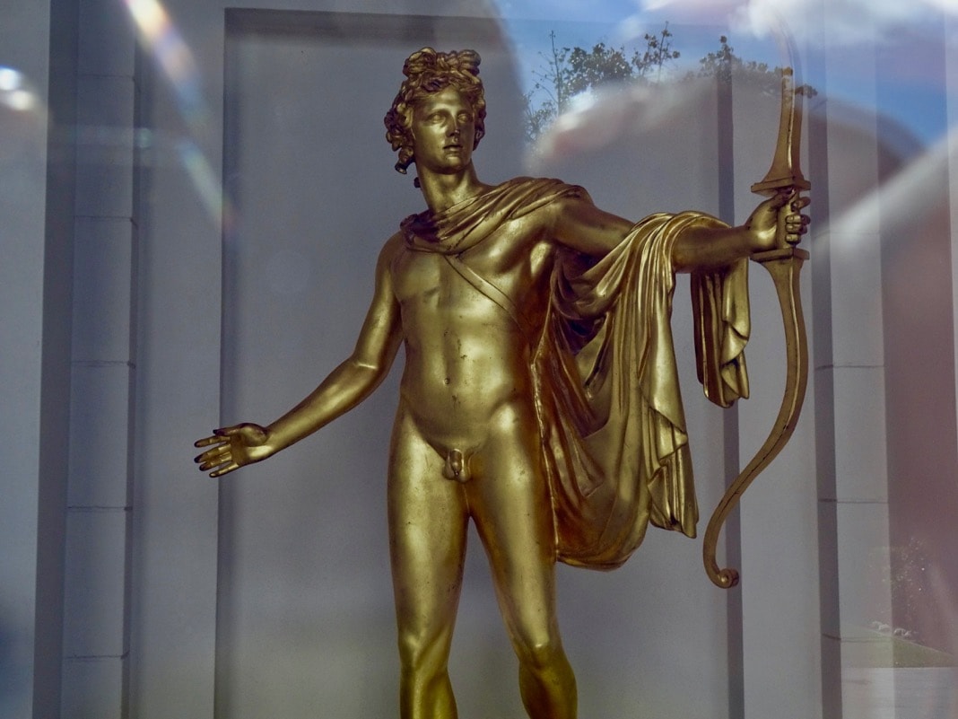 Gold Apollo sculpture David Roche Foundation Museum