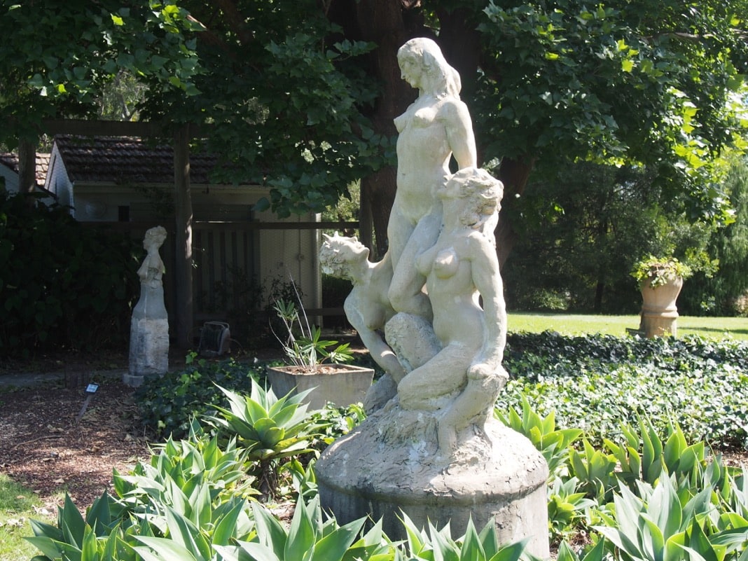 Nymph beside a Satyr and Sphinx Norman Lindsay Sculpture