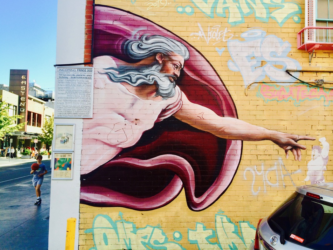 Adelaide CBD street art Vans the Omega God Mural