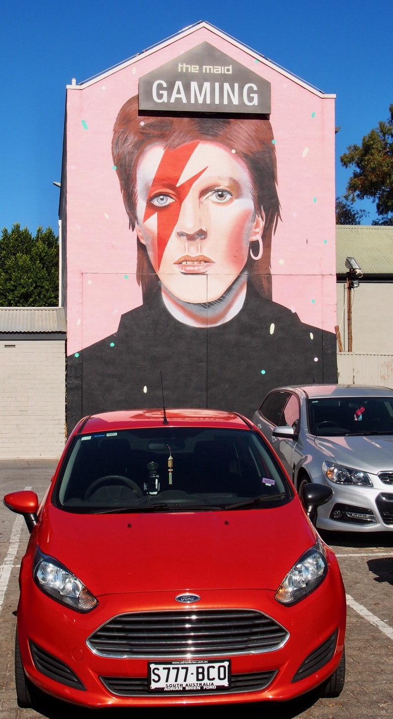 Adelaide street art Kent Town David Bowie Mural