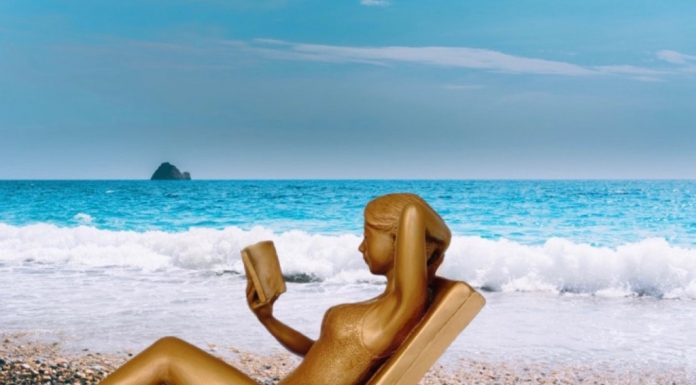 Reading a romance book in Greece