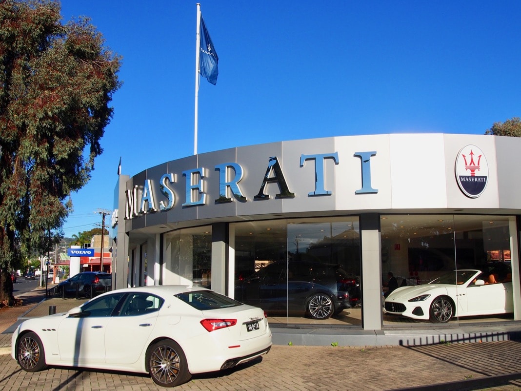 Maserati car and trident logo