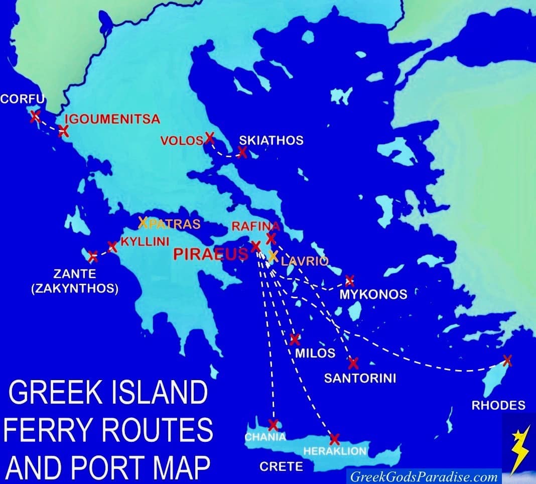 Greek Islands Ferry Routes Map