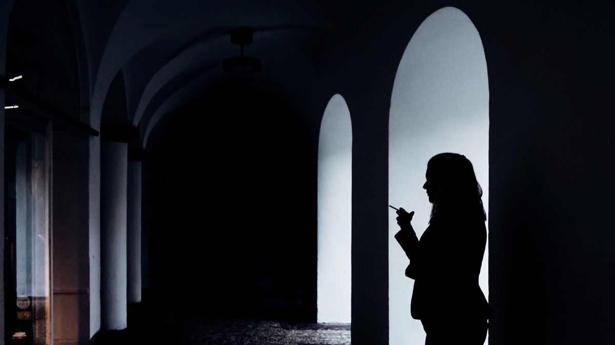 Woman with cigarette in Prague