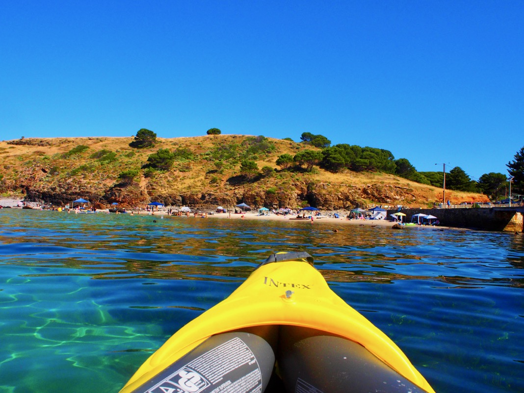 Kayaking towards Second Valley Beach