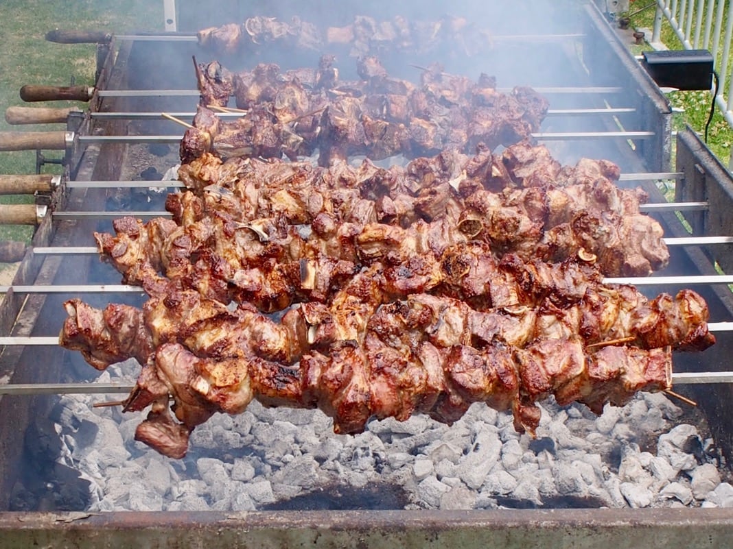 Semaphore Greek Festival lamb cooking on barbecue