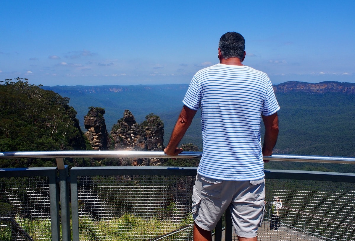 Looking at the Three Sisters in the Blue Mountains