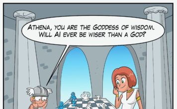 AI Comic Greek Gods playing Chess