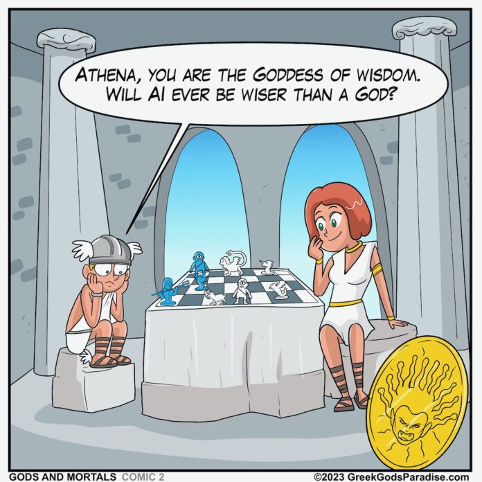 AI Comic Greek Gods playing Chess