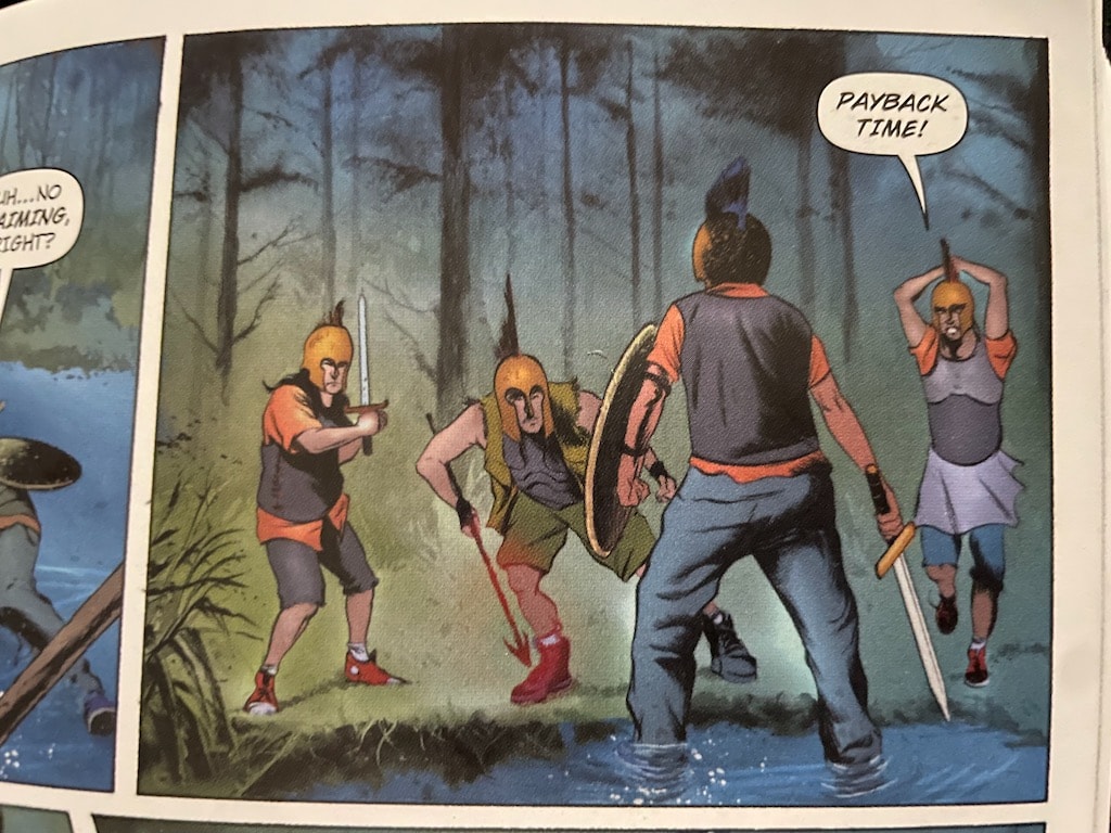 Percy Jackson Fighting Opponents at Camp Half-Blood