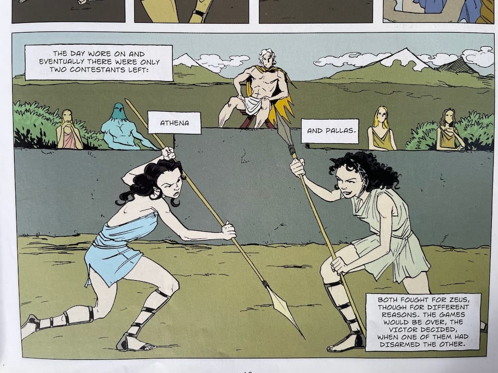 Athena fighting against Pallas in Athena Graphic Novel