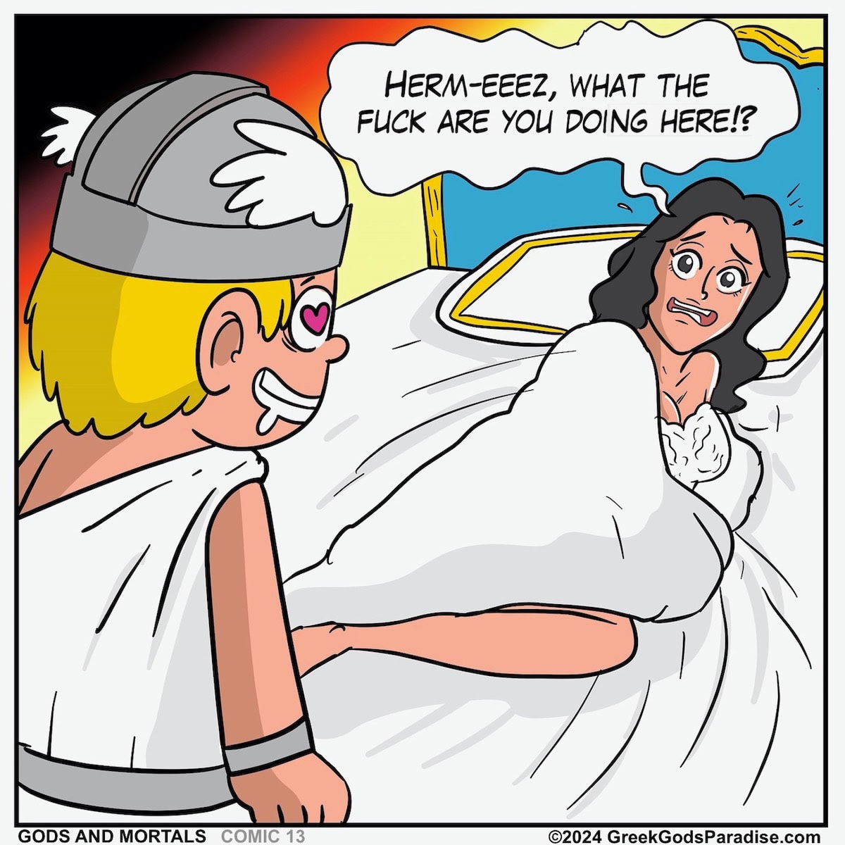 Kim Kardashian with Greek God Hermes in final Comic Scene