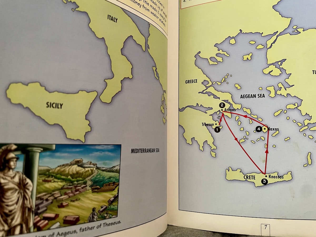 Minotaur Graphic Novel Map of Voyage Theseus Sailed