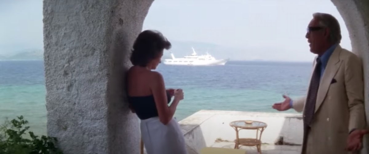 The Greek Tycoon 1978 Film Scene with Theo and Liz at a beautiful spot