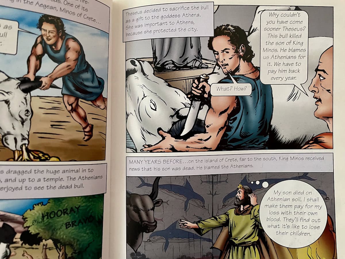 Theseus and King Minos in Minotaur Graphic Novel