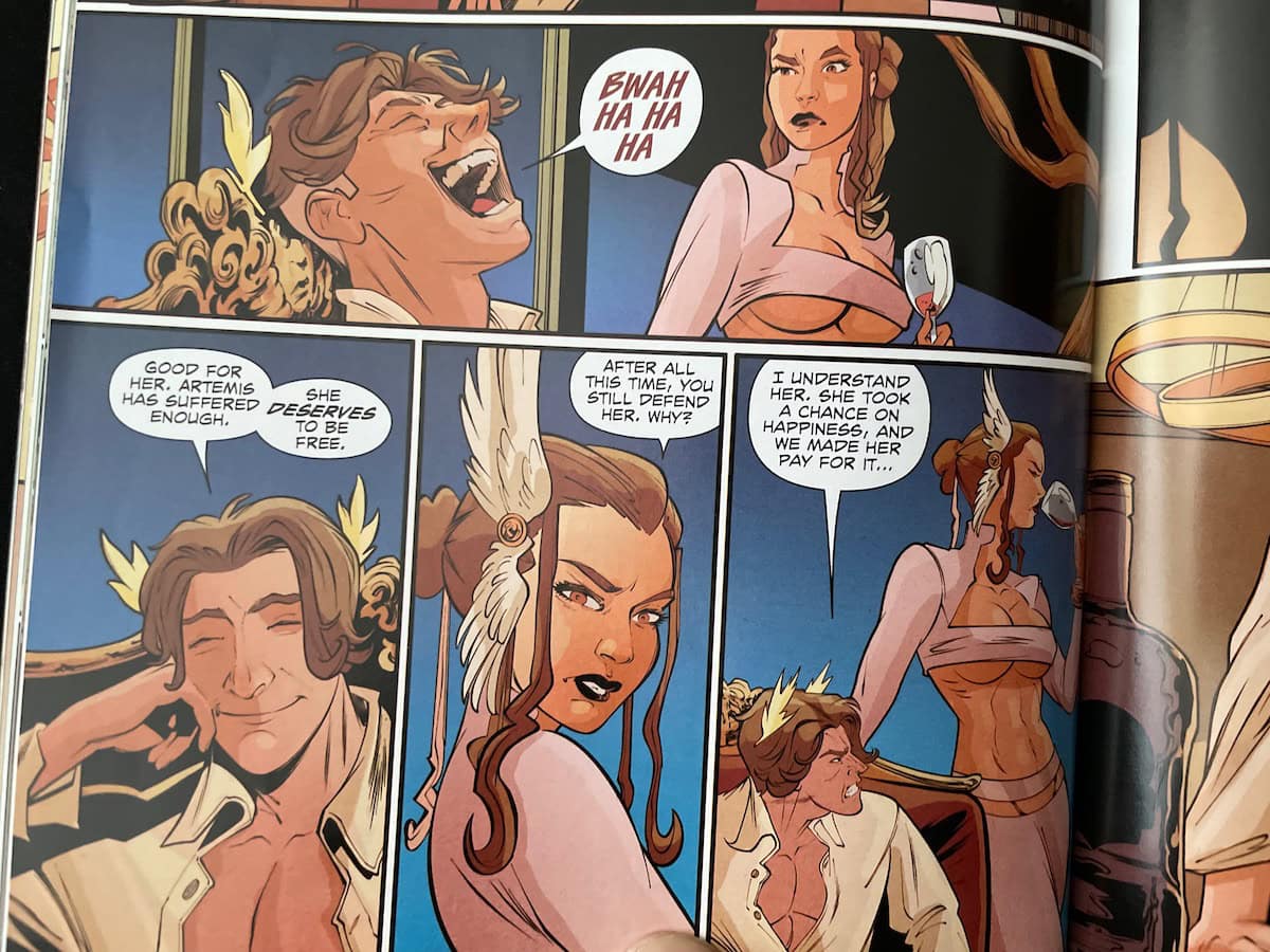 Hunt Kill Repeat comic scene showing Hermes with Aphrodite