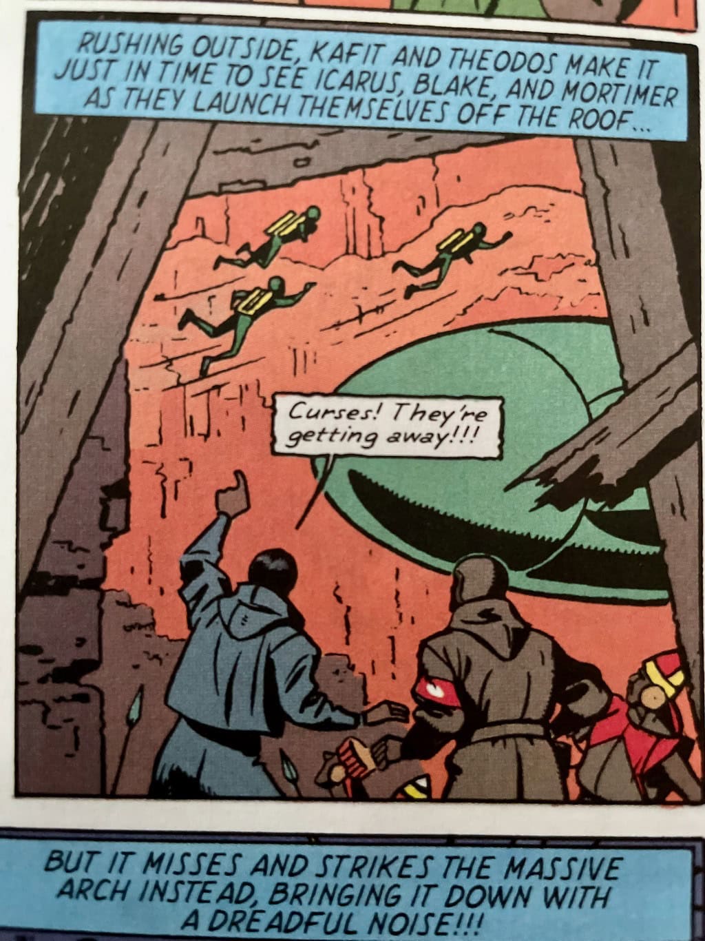 Icarus Blake and Mortimer Escape Scene