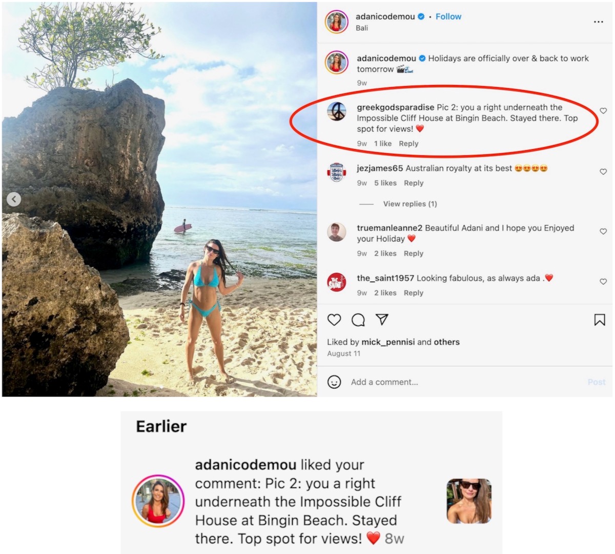 Ada Nicodemou at Bingin Beach Uluwatu Bali next to the Impossible Cliff House