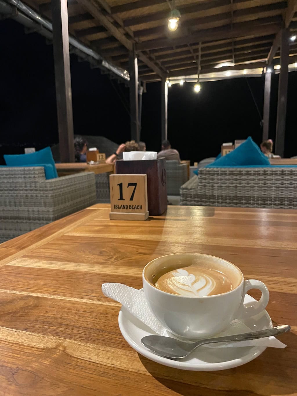 Island Beach Bar Canggu Bali with cup of coffee on the table