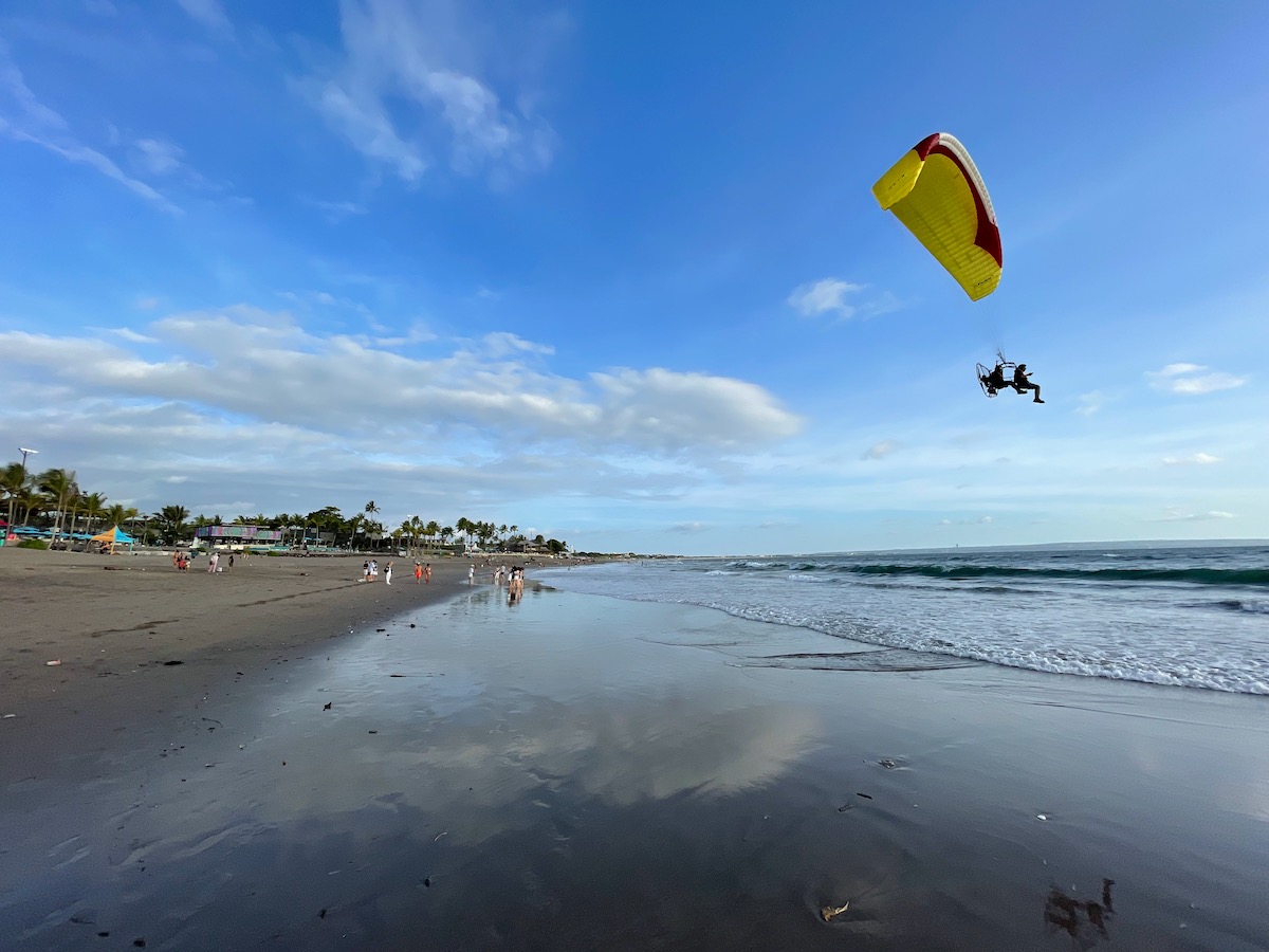 Powered Paragliding Paramotoring at the beach in Bali