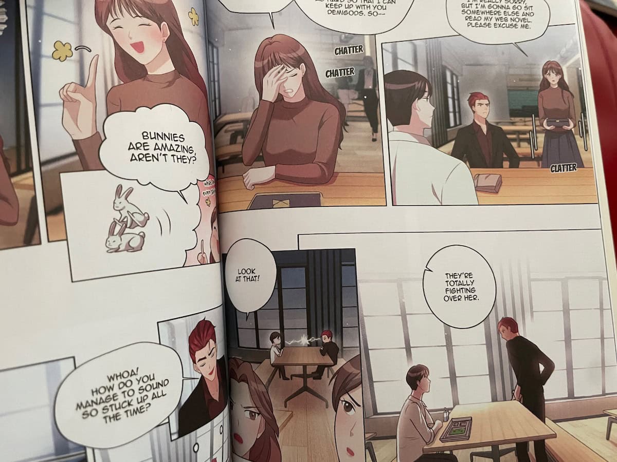 Demigods with Iris in Office Gods Graphic Novel