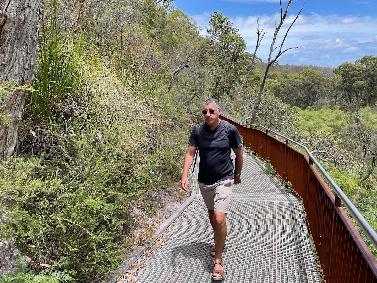 Hiker walking Waterfall Gully to Mount Lofty Trail