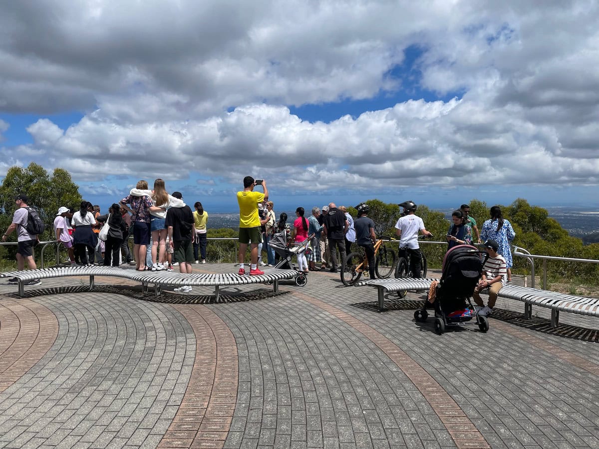 Mount Lofty Summit Crowd of People admiring the View