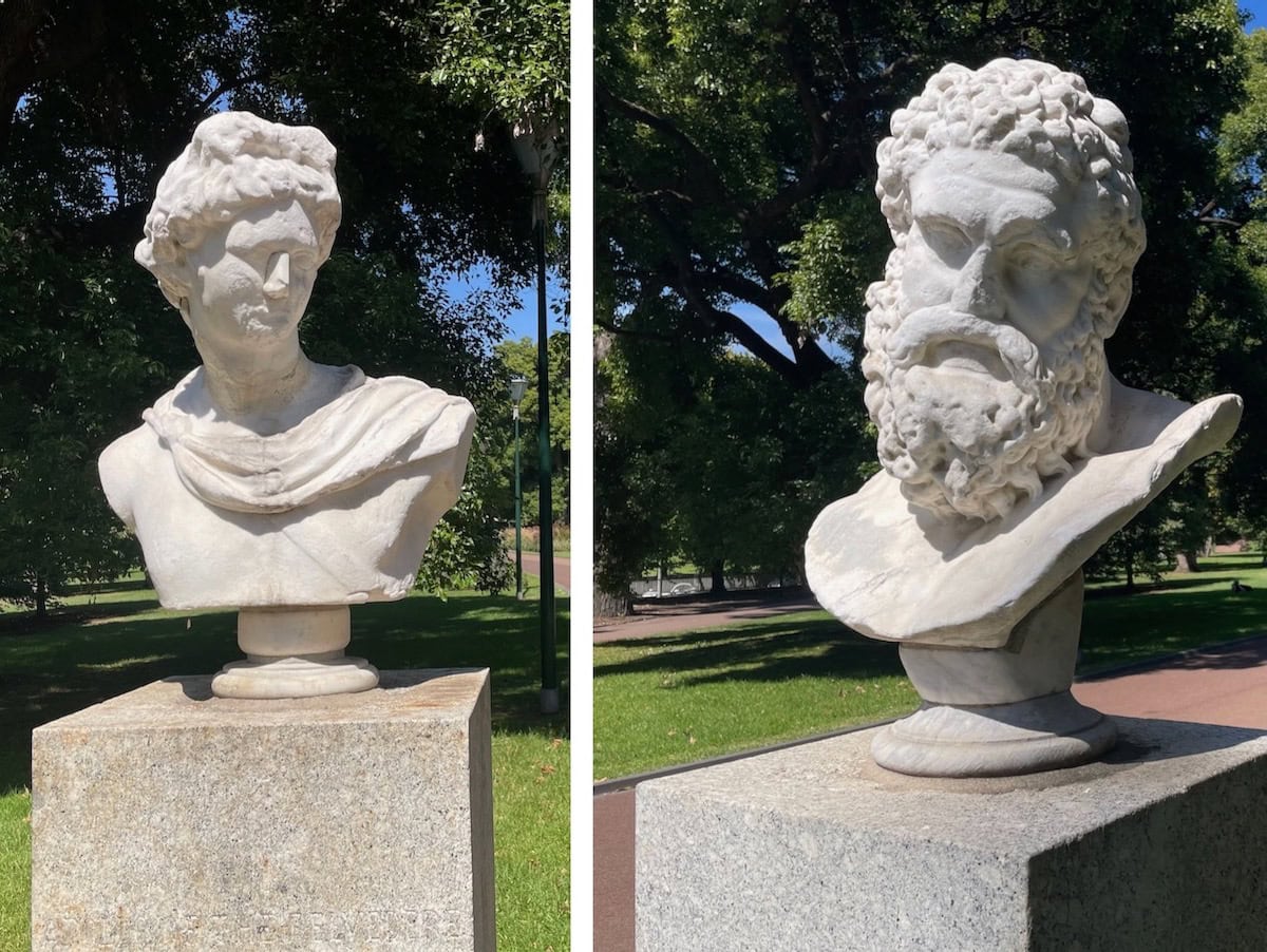 Apollo Bust Hercules Bust Statues Queen Victoria Gardens Melbourne